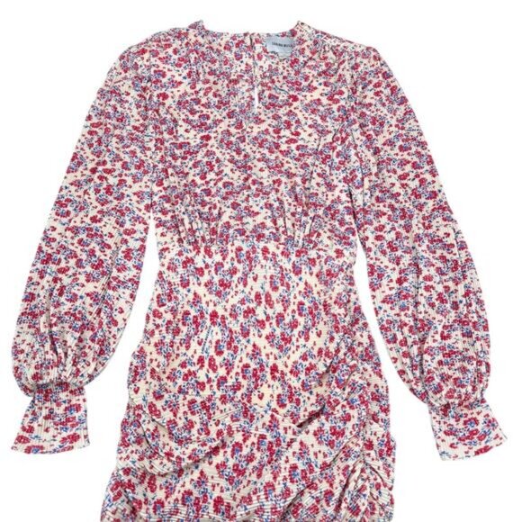 SABINA MUSAYEV Capella Print Pleated Knit Mini Dress XS Ivory Floral Multi Print - Picture 7 of 11